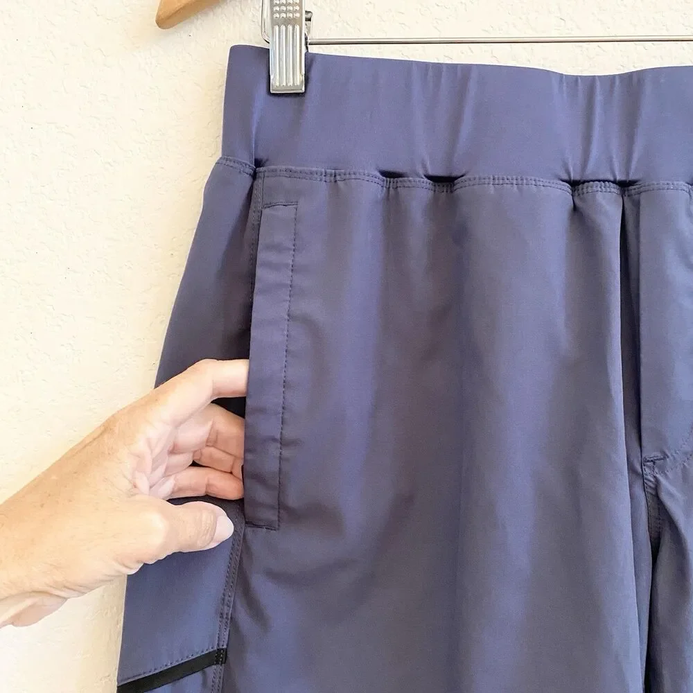 Peloton Lined Shorts Mens M Blue Gym‎ Elastic Waist Drawstring Lined Pockets